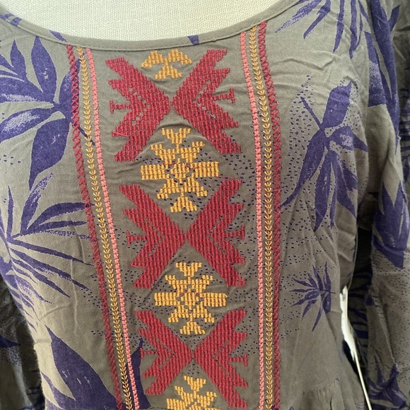 Roxy Sunset City Sundress Women’s Medium New With Tags Gray Embroidered Flowy - Picture 4 of 8